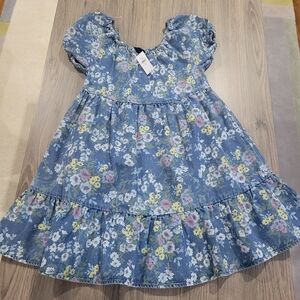 GAP Floral Denim  Blue Kids Dress XXL